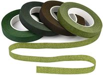 KUUQA 4 Rolls 1/2" Wide Floral Tapes for Bouquet Stem Wrapping and Floral Crafts,Wedding Bouquet,Dark Green,Light Green,Grass Green,Dark Brown