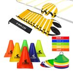 BELCO SPORTS PVC Cones, Pack 6, 10 Space Markers and Ladder Agility, 4 Meter Combos (Multicolour, 6 Inch)