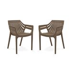 Oaknest Unboxing Furniture Supreme Spectrum Plastic Chair| Oversized Chair For Living Room/Garden And Bedroom Set| Weight Bearing Capacity 150 Kg| 6 Months Warranty* (Dark Beige)| Set Of 2 Piece