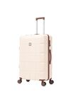 ATX Luggage Large Suitcase Super Lightweight Durable ABS Hard Shell Suitcase with 4 Dual Spinner Wheels and Built-in TSA Lock (Off-White/Brown, 110 Liter)