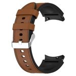 DHIMAHI Band Compatible with Samsung Galaxy Watch 6/5/ 4 40mm 44mm,Genuine Leather with Silicone Replacement Bracelet Bands Strap for Galaxy Watch 5Pro/Watch 6 43mm 47mm/4 Classic42mm46mm (BROWN)