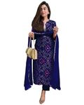 GoSriKi Women's Rayon Blend Straight Printed Kurta with Pant & Dupatta (TURAE Royal Blue-GS_L_Blue_Large)