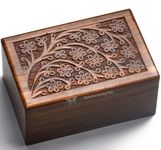 SIC Adult Cremation Urns for Human Ashes Male Female, Tree of Life Wooden Urns Box and Casket for Ashes Men Women Child, Large Burial Funeral Urns for Ashes, Holds Up to 180 lbs