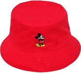 Disney Mickey Mouse Reversible Patterned Bucket Hat, Packable Travel Hat, Red, One Size