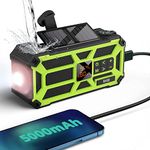 Raddy SW5 Wind Up Solar Radio Emergency Radio, AM/FM Hand Crank Radio IPX5 Waterproof with 5000mAh Rechargeable Battery Power Bank, Flashlight, SOS Alarm, Compass for Camping, Hiking (Green)