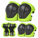 VICTGOAL Kids Knee Pads and Elbow Pads with Wrist Guards Set Protective Gear Set for Boys Girls 3-8 Years Child Toddler 3 in 1 for Skateboard Cycling Bike Scooter Roller Skates (Green)