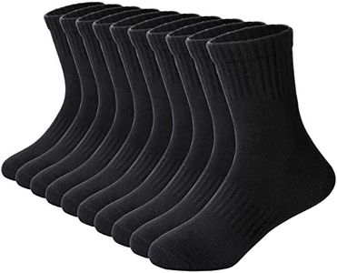 DoSmart Kids Crew Athletic Socks Boys Girls Classics Cotton School Uniform Childs Sports Breathable Casual Socks 10 Pairs (9-12 Years, 10 Pairs Black)