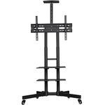 Yaheetech Mobile TV Stands with Wheels for 32-75 inch Plasma/LCD/LED Screens, Height Adjustable TV stand with Lockable Wheels & 3-Tier Storage Shelves, Holds 50 KG TV Screen