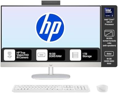 HP All-in-One, Intel Core Ultra 5 125U (16GB DDR5,1TB SSD) IPS, 300 nits, Anti-Glare, 27inch(68.6cm) FHD, Win11, M365, Office24, Shell White, 6.72kg, FHD IR tilt Camera w/Privacy shuttter, 27-cr1027in