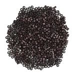 1000 Pcs Silicone Lined Micro Rings Links Beads 5 mm Lined Beads for Hair Extensions Tool (Dark Brown)