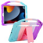 Kids Case for iPad 10.2 2021/2020/2019,iPad 9th 8th 7th Generation Case for Kids, JOGUIIA Premium Silicone Protective Case with Handle Stand for Apple iPad 10.2 inch Model(Multicolor)