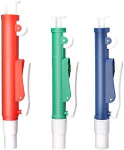 ONiLAB Pipette Pump，Set of 3 Lab Pipettes, 2ml Blue, 10ml Green, 25ml Red, Fit Plastic or Glass Pipettes…