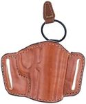 Bianchi 105 Minimalist, Suede Lined, Premium Leather Holster w/Elastic Strap & Leather Tab, Tan, Right Hand, SZ14, Colt 1911 Government, Commander, Officers' (or similar), Glock 42, Sig Sauer P365, Springfield 1911 A-1