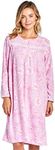 Casual Nights Women's Long Sleeve Printed Micro Fleece Nightgown - Pink - X-Large