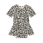 Posh Peanut Baby Short Sleeve Skirt Bodysuit - Infant Girl Clothes - Viscose from Bamboo (18-24 Months) Lana Leopard Tan