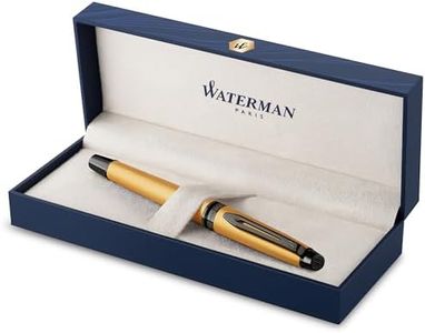 Waterman Expert Fountain Pen | Metallic Gold Lacquer with Ruthenium Trim | Medium PVD Coated Stainless Steel Nib | Blue Ink | With Gift Box