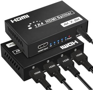 Splitter HDMI 1 in 4 Out, 1x4 Sdoppiatore HDMI Divisore Duplica/Specchio per 4 Monitor 4K@30Hz Supporta HDCP, 3D, 1080P per Xbox, PS3, PS4, Proiettore, HDTV, Lettore Blu-Ray