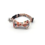 YellowCult Fancy & Comfortable Pet Collars for Cats, Puppies, Small Dogs, Fat Rabbits with Adjustable Size, Bell & Buckle Safety Lock-[Floral Bow]-[Peach],26 cm,W_2 cm