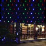 2 Pack Battery Operated Net String Lights 4.9x3.9Ft 100-Light 8 Modes Mesh Waterproof Wide Angle LED Mini Curtain Lights for Xmas Patio Gate Yard Party Wedding and Holiday Decor (Multi Color)