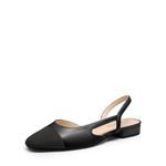 DREAM PAIRS Women's Flats, Square Toe Slingback Flats for Women Dressy Casual Work Office Party, Low Heel Dress Shoes for Women,Size 11,Black,SDFA2415W