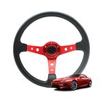 350mm/14in Steering Wheel Universal Racing Steering Wheel Car Deep Dish Drifting Steering Wheel Replacement Universal Modified Accessory (Red)