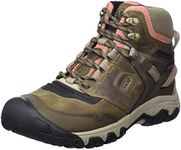 Keen Women's Ridge Flex Mid Waterproof Hiking Boot, Timberwolf Brick Dust, 9 US