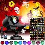 Lacoco Halloween Decor Projector Outdoor, Remote Control Christmas Light Projector Indoor, 10 HD Slides, 80 Pattern & Ocean Wave, Waterproof Halloween Projector for Holiday Party Birthday Decorations