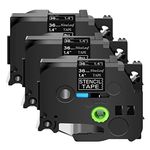 Nineleaf 3 Pack STE161 STE-161 Mobile Solutions Label Cassette 36mm(1.5") x 9.8 Ft Stencil Tape Compatible for Brother P Touch PT-9500PC PT-9600 PT-9700PC PT9800PCN, Black on Clear