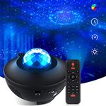 Galaxy Projector 3 in 1 Ocean Wave Star Projector Galaxy Light for Bedroom with Remote Bluetooth Music Speaker Galaxy Lamp Night Light Projector Valentine Day Decorations Space Projecteur Galaxie