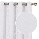 Deconovo Room Darkening Curtains, Eyelet Curtains, Soft Gold Diamond Printed Thermal Insulated Curtains for Living Room, 46 x 72 Inch(Width x Length), Silver Grey, One Pair