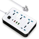 Robustt 4‑Outlet Extension Board with 3 USB & 1 Fast Charging Type-C Port | 1.7 m Cable | Wall Mountable Extension Board | 2500W Multi Plug Extension Cord for Home & Office (Pack of 1)