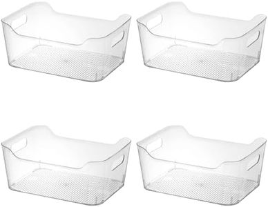 Hiorigin Clear Storage Containers - Large 4-Pack for Fridge, Pantry, Home & Kitchen Organisation