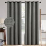 MIULEE 2 Panels Blackout Curtains Linen Texture Opaque Curtains for Bedroom 100% Blackout Thermal Insulated Dark Grey Curtains 90 Inches Long for Living Room