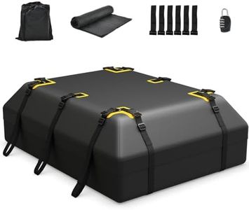 GiantexUK 15/21 Cubic Feet Car Roof Bag, Waterproof Cargo Top Carrier with Non-Slip Mat, Combination Lock, 6 Door Hooks & Straps, Rooftop Luggage Storage Box for Car Suv (Black, 600L)