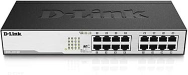 D-Link DGS-1016D 16-Port Green Ethernet Copper Gigabit Switch, Hub, Internet Splitter, Metal, Fanless, Plug and Play - UK Model, black DGS-1016D
