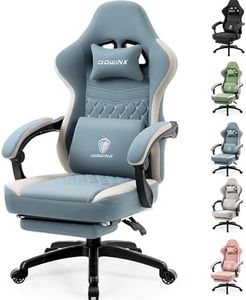 Dowinx Fabric Gaming Chair with Pocket Spring Cushion - Massage, Ergonomic PC & Office Chair - Blue, 150 kg Capacity