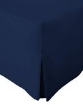 Extra Deep Non Iron Percale 180 Thread Count Fitted Valance Sheet Pleated (Double, Navy)