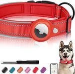 Reflective AirTag Dog Collar, FEEYAR Padded Apple Air Tag Heavy Duty Collar with Holder Case, Adjustable Accessories Pet for Small Medium Large Dogs Red M（15''-18''）