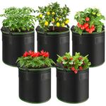 Enbagold Grow Bags for Vegetables 5 Pack 3 Gallon, Fabric Growing Bags Pots with Handles and Tag Pocket, 15L Plant Grow Bags for Tomatoes Potatoes Carrot Strawberry