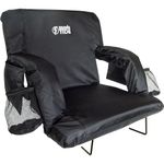 Brawntide Portable Stadium Seat Chair - Extra Thick Padding, Adjustable Bleacher Strap, Shoulder Straps, 4 Pockets, Water Resistant, Ideal for Sporting Events, Beaches, Parks, Camping - Black