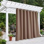 NICETOWN Outdoor Curtain - Thermal Insulated Outdoor & Indoor Blackout Curtains UV Protection Blackout Panel for Patio,Garden Waterproof (100W x 84L, Tan, 1 Panel)