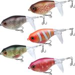 EXAURAFELIS 5pcs Fishing Lures Whopper Propeller Fishing baits Top Water Fishing Lure Plopper Topwater Bass Bait Lure with Propeller Tail, Pencil Floating Lure for Bass Catfish Pike Perch