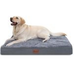 MIHIKK Waterproof Dog Bed Medium Size Dog Orthopedic Dog Beds for Crate with Removable Washable Cover Egg-Crate Foam Pet Pad Mat with Anti-Slip Bottom, 36x23 Inch, Grey