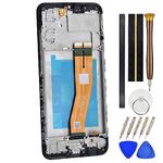 Complete Display Screen with Frame for Samsung Galaxy A02s A03s SM-A025F SM-A037F LCD Touch Assembled Screen Replacment 6.5" Black with Free Toolkit