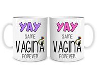 Mug Set Couples Funny Ceramic Mugs Yay SameVagina Forever Gay Lesbian Engagement Same Sex Wedding Gift Prersent WSDMUG1995, White