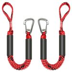 2PCS Fender Lines 2FT Premium Bungee Boat Lines with 316 Stainless Clip for Boat Bumper/Boat Fender Boat Accessories for Mooring for Jet Ski, SeaDoo, Yamaha WaveRunner Dinghy (Red&Black, 2 Feet)