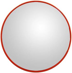 60cm Wide Angle Security Curved Convex Road Safety Mirror Traffic Driveway - Bright Orange-Red