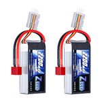 Zeee 2S 2200mAh Shorty Lipo Battery 7.4V 50C RC Battery with Deans Connector Soft Pack for 1/16 Slash RC Car RC Truck RC Helicopter Airplane Quadcopter Drone RC Boat Racing Models (2 Pack)