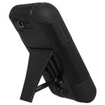 Amzer AMZ97978 Double Layer Kickstand Case Skin for LG Optimus Fuel L34C/Zone 2 VS415, Retail Packaging, Black