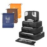 Destinio Packing Cubes Travel Organizer - 11 pc Travel Organizer for Men and Women - Travel Organiser Bags for Luggage, Travel Cubes for Packing (1 L, 2 M, 1 S, 1 Laundry Bag, 6 Shoe Bags) - Black